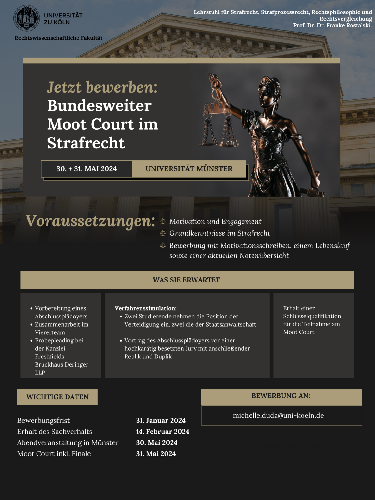 Studierende Gesucht: Moot Court Strafrecht 2024